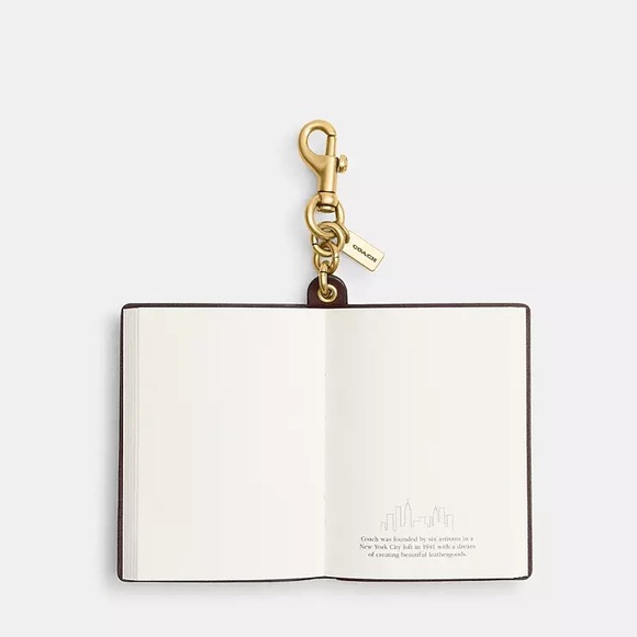 Coach Brown Leather Note Book Bag Charm Keychain - Picture 4 of 7